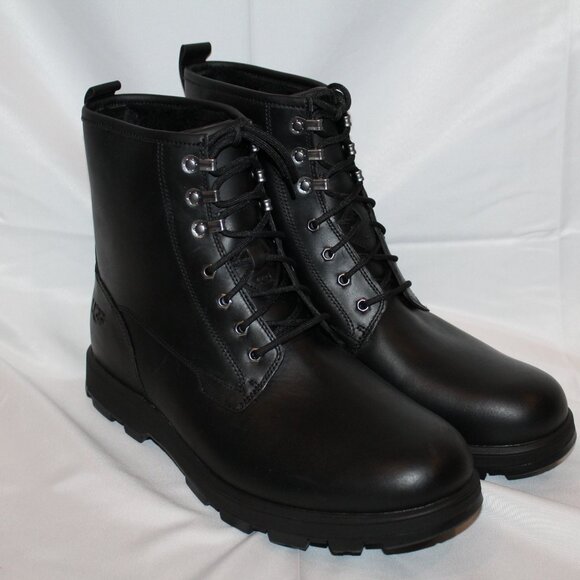 UGG KIRKSON LEATHER MEN'S WATERPROOF WORK WINTER BOOTS BLACK 13 - Picture 2 of 8